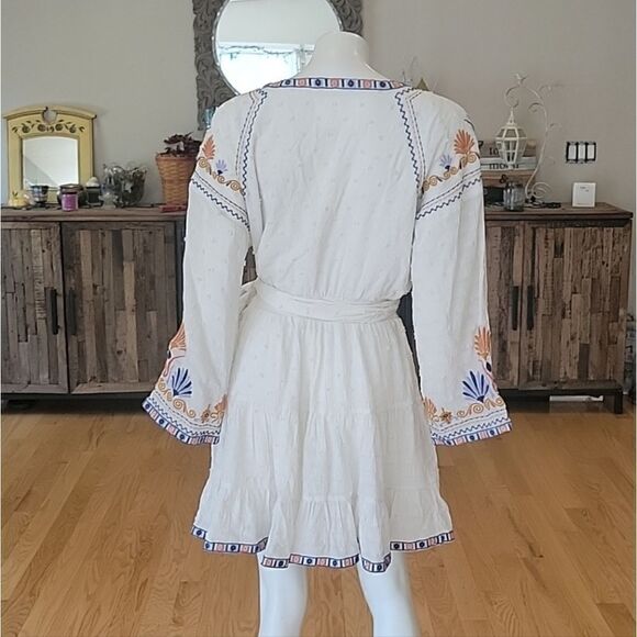 Anthropologie Embroidered Deco Dress in Off white Size Small - Picture 4 of 6